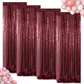 ShinyBeauty Sequin Curtains Panels Burgundy Backdrop Curtain 4 Pieces Photobooth Shimmer Background Glitter Fabric Maroon Christmas Backdrops Party Birthday Wedding Decor (2Ftx8Ft)
