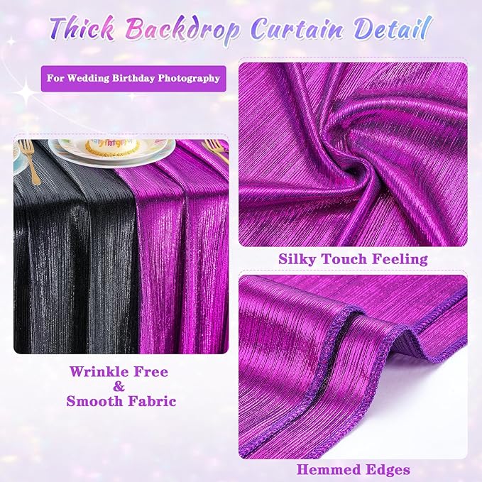 Purple Sequin Backdrop Curtains - 4.8x8FT Wrinkle-Free Glitter Drapes for Halloween Decoration Birthdays Weddings Graduations