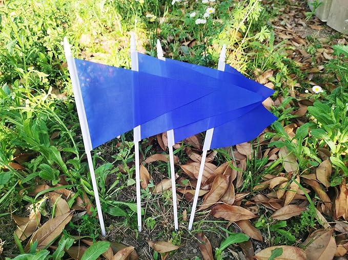 12 Pack Dark Blue Pennant Flags Small Mini Hand Held Solid Color Pennant On Sticks Flags with 12.6"Solid Pole & Spear Top,Party Events Celebration,School,Grand Opening,Kids Birthday,Sports Clubs,Flower Pot