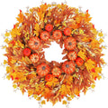 28 inch fall wreath for front door, pumpkins, main product view