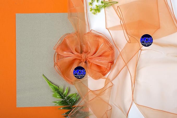 MDS Pack of 200 PCS Organza Chair Sashes Wider Dining Chair Bows Ribbon Tie Back for Wedding Party Birthday Bridal Shower Reception Event Banquet Home Chair Cover Decoration - Peach