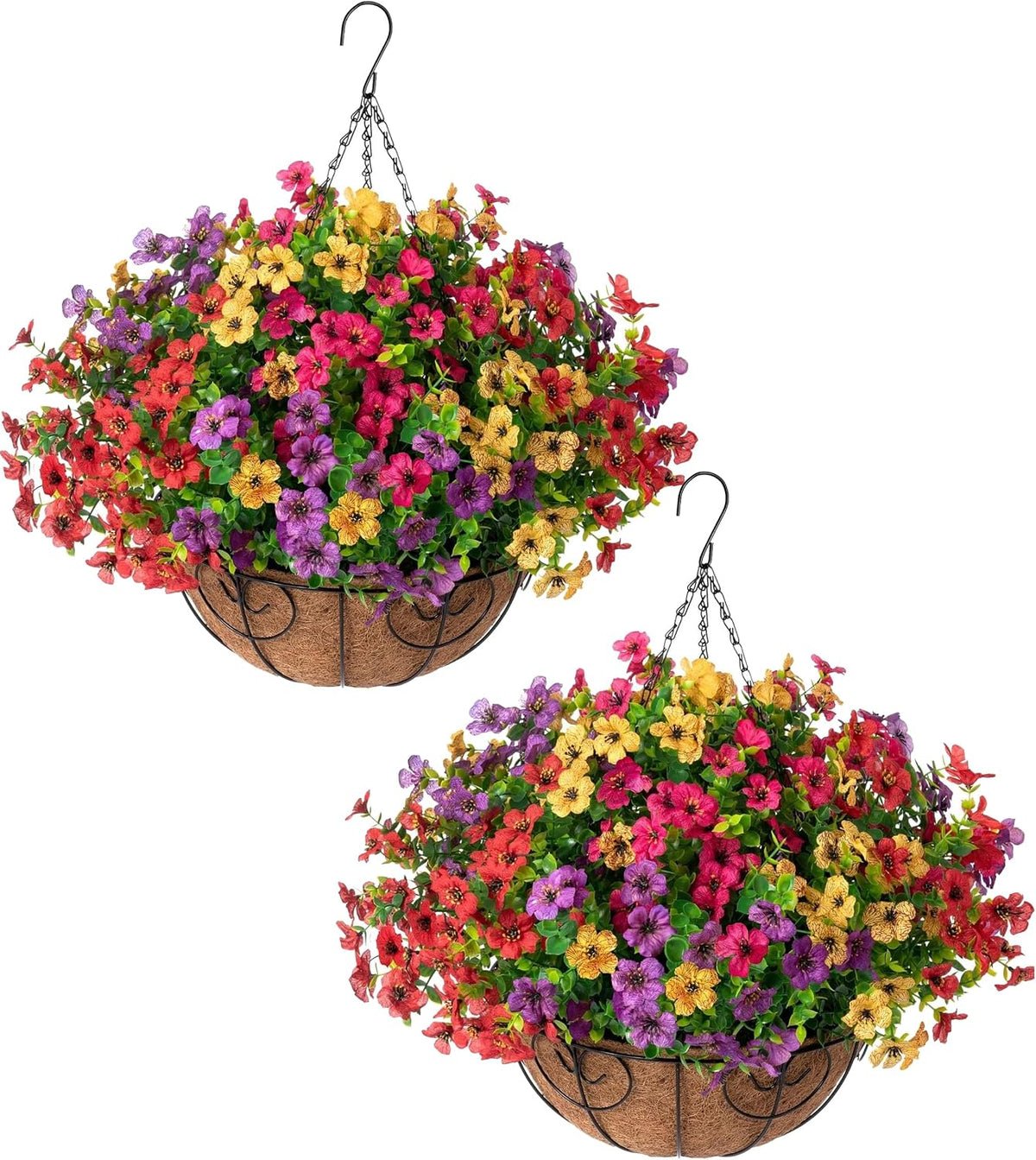hyeflora 2 set artificial outdoor flowers hanging basket, main product view