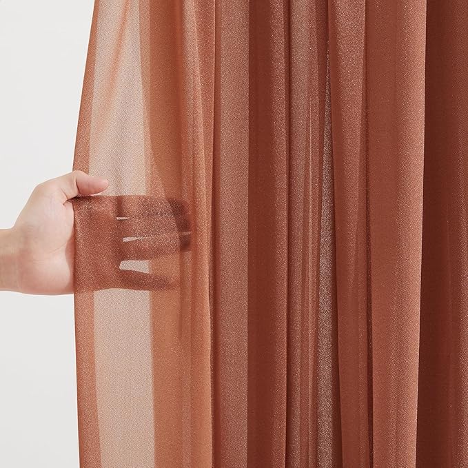 Terracotta Wedding Arch Draping Fabric 2 Panels 30'' x 20FT Terracotta Drapes Sheer Fabric Backdrop Arch Draping Fabrics for Wedding Ceremony Birthday Party Bridal Shower Decoration