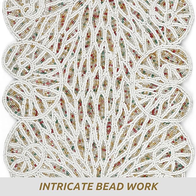 Handmade Beaded Table Runner, 13x36 Inches Lightweight Decorative Table Runner, Perfect for Dining/Wedding/Party/Everyday Use & Easy to Clean, Elegant Beaded Runner (Multi) - CLEENTABLE