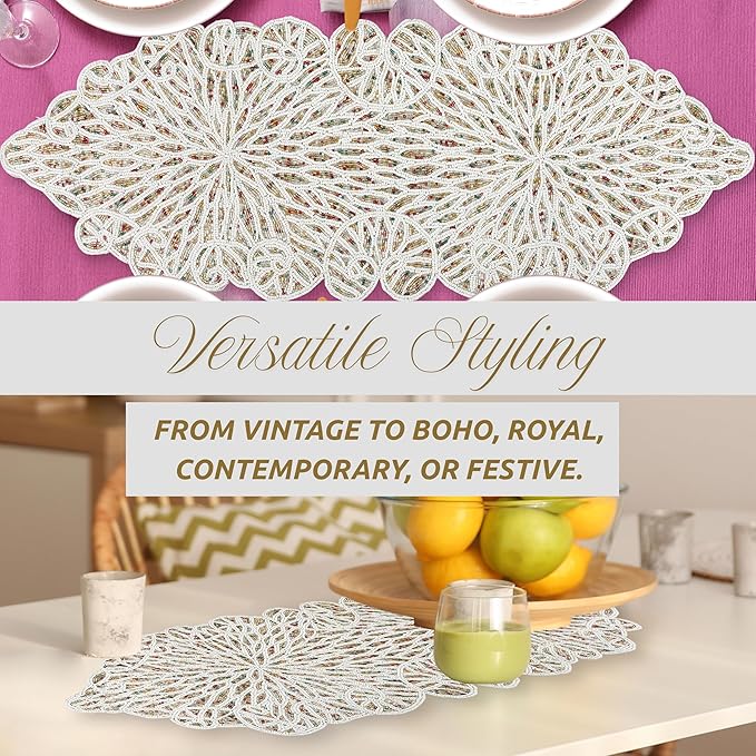 Handmade Beaded Table Runner, 13x36 Inches Lightweight Decorative Table Runner, Perfect for Dining/Wedding/Party/Everyday Use & Easy to Clean, Elegant Beaded Runner (Multi) - CLEENTABLE