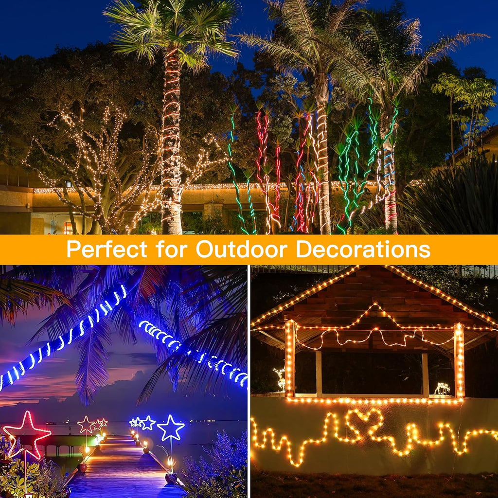 Ollny Rope Lights Outdoor Color Changing, 66FT 200 LED Waterproof Plug in Christmas Lights with Remote, 16 Colors Twinkle Outdoor String Lights for Outside Indoor Party Easter Holiday Decorations