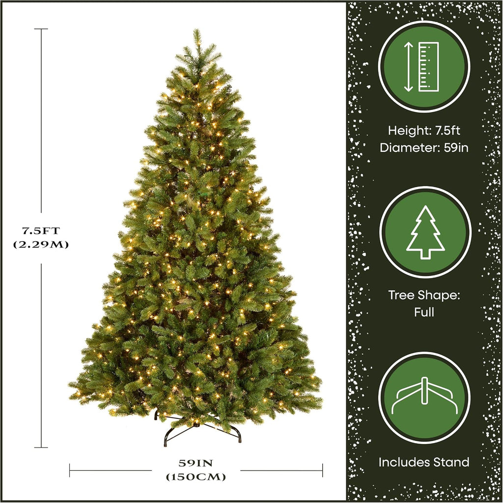 national tree company 7.5ft pre-lit downswept douglas fir, side view
