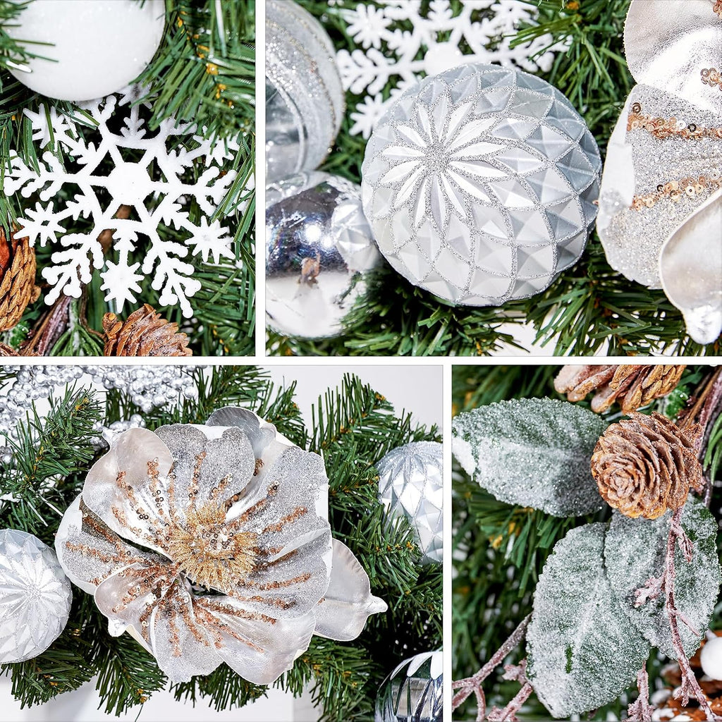 wbhome pre-lit 6 feet/72 inch christmas garland, white showing dimensions