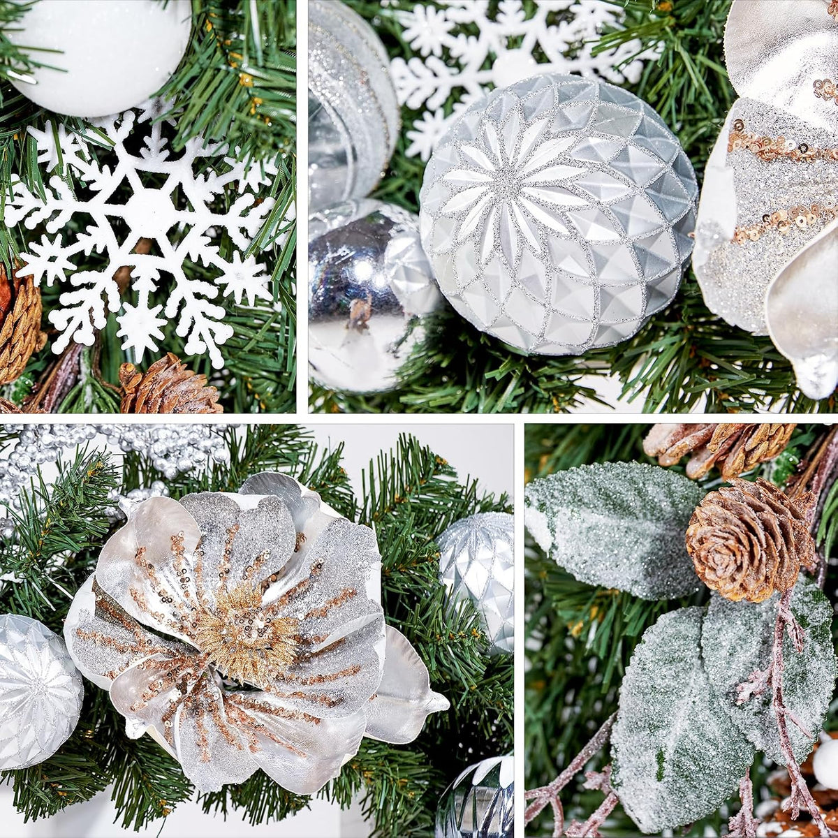wbhome pre-lit 6 feet/72 inch christmas garland, white showing dimensions