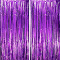 2 Pack Purple Tinsel Foil Fringe Curtains, Purple Party Decorations, Metallic Tinsel Party Streamers Backdrop for Halloween Mermaid Bachelorette Graduation Party Decorations