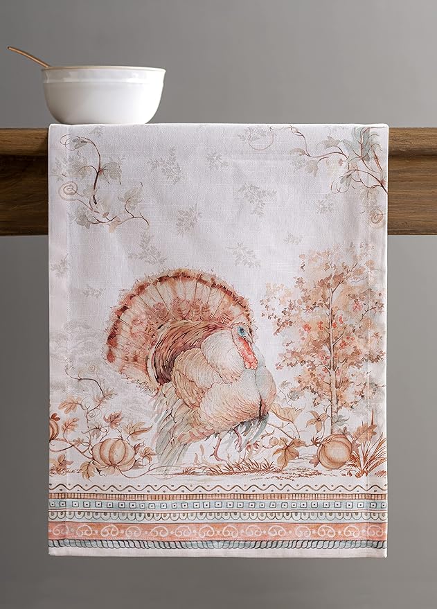 Maison d' Hermine Table Runner 100% Cotton Single Layer Table Runners 72 inches Long for Thanksgiving Christmas Decorations Home Kitchen Dining Party Wedding (Giving Thanks, 14.5" x 72")