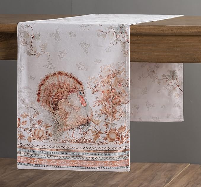 Maison d' Hermine Table Runner 100% Cotton Double Layer Table Runners 108 inches Long for Thanksgiving Christmas Decorations Home Kitchen Dining Party Wedding (Giving Thanks, 14.5" x 108")