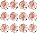 KPOSIYA Flower Napkin Rings Holder Metal Rose Gold Napkin Rings Set of 6 for Wedding Party Holiday Banquet Christmas Dinner Delicate Serviette Buckles Decor Favor (6, Rose Gold)