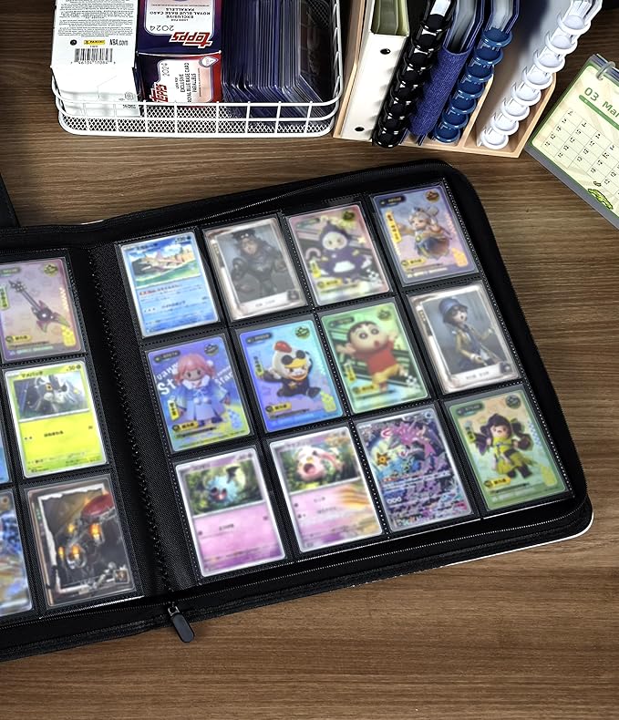 12 Pockets Premium Card Binder 480 Cards Trading Card Binders Side Load Card Storage Display Album(12 Pocket 480 Card Slot,Black)