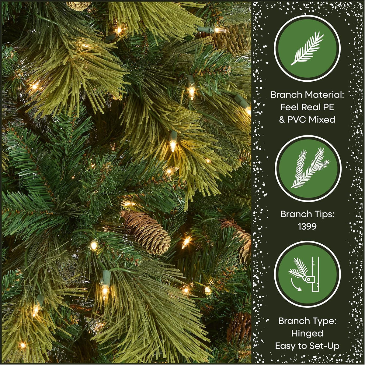national tree company 7.5ft pre-lit carolina pine artificial, front angle view