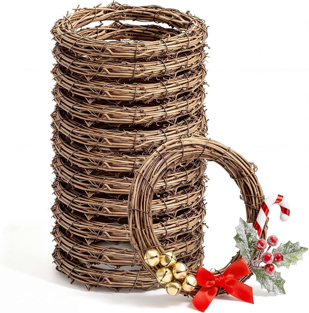 ruisita 12 pieces 8 inch grapevine wreaths vine, main product view