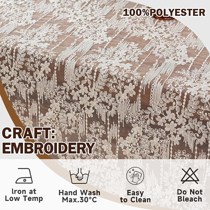Lace Embroidered Tablecloth. Square Lace Vintage Tablecloth Dustproof Table Protector for Kitchen Dining Room Party Banquet Home Picnic Wedding Decoration (Creamy White 27.5×27.5 inch)
