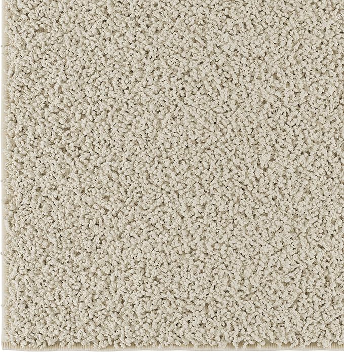 Ottomanson 3' x 20' Shaggy Runner Rug - Plush & Cozy Non-Slip Carpet for Bedroom, Living Room, Bathroom & Entryway - Durable & High-Traffic Friendly for Hallways & Dorms, Cream