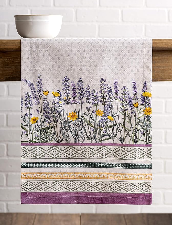 Maison d' Hermine Table Runner 100% Cotton Single Layer Table Runners 72 inches Long Decorative for Home Kitchen Dining Party Wedding Bridal Shower Spring Summer (Fanny Lavender, 14.50" x 72")