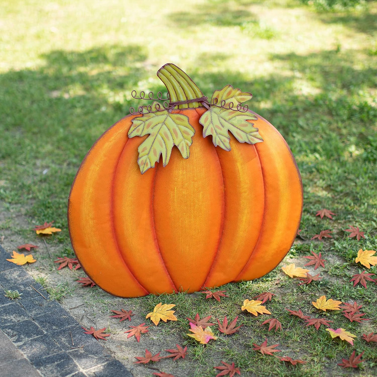 Glitzhome 37.5"H Fall Decorative Yard Signs with Stakes, Oversized Metal...