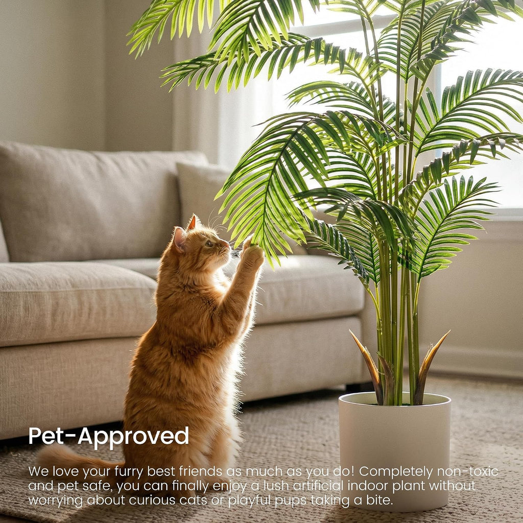 6ft 2-pack artificial areca palm plant in pot on a desk or shelf