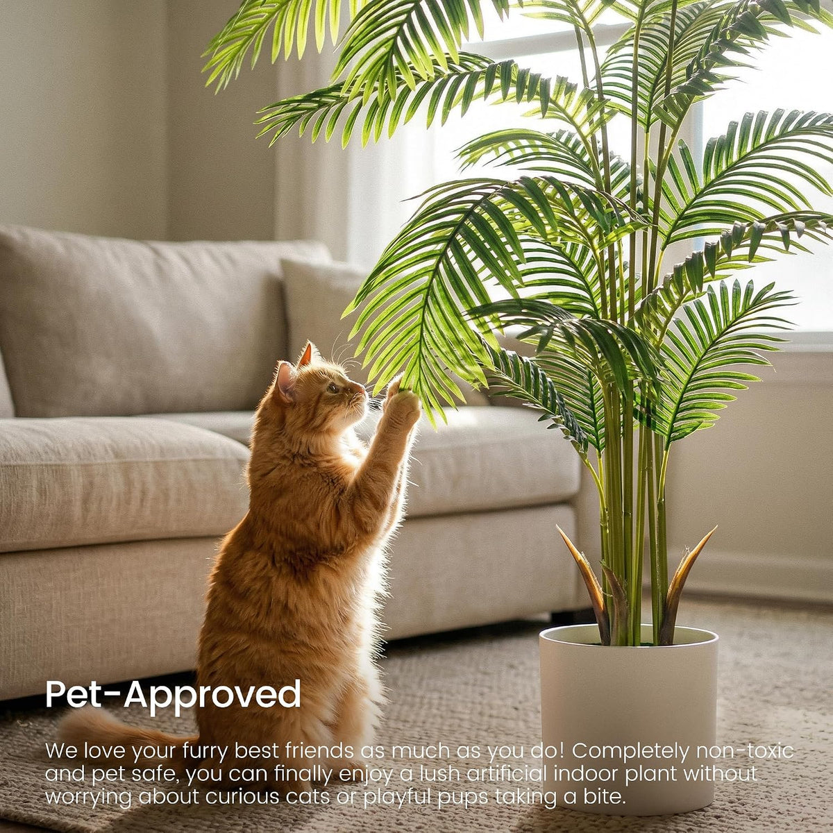 6ft 2-pack artificial areca palm plant in pot on a desk or shelf