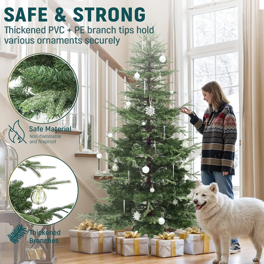 yitahome 6.5ft prelit aspen fir crystal-decorated christmas tree showing dimensions