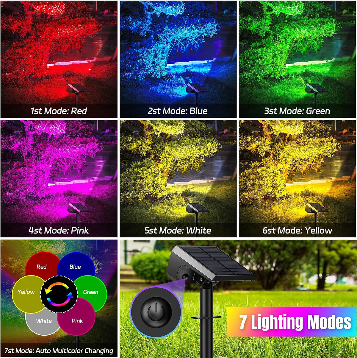 Halloween Solar Spot Lights Outdoor Waterproof, 10 Pack, 28 LED RGB