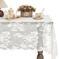 Jayla White Lace Tablecloth for Rectangular Tables, Vintage Style Wedding Table Cloths for Reception, Baby Shower, Birthday Party, Formal Dining, Dinner Parties 54 X 54 Inches