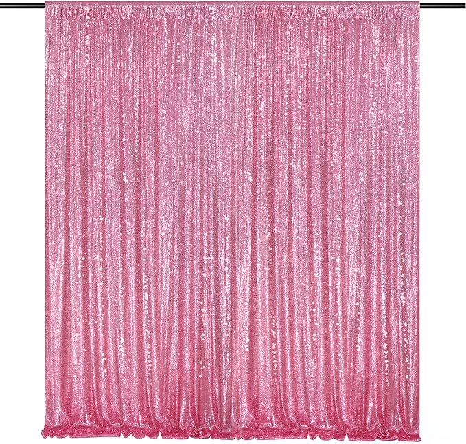Blush Pink Sequin Backdrop Glitter Backdrop Curtains 10ft x 10ft Glitter Background for Party Baby Shower Wedding Decorations
