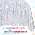 QueenDream Sequin Tablecloth Silver Rectangle Table Cloth - 50x80 Inch Glitter Fabric Overlay for Birthday Wedding Party