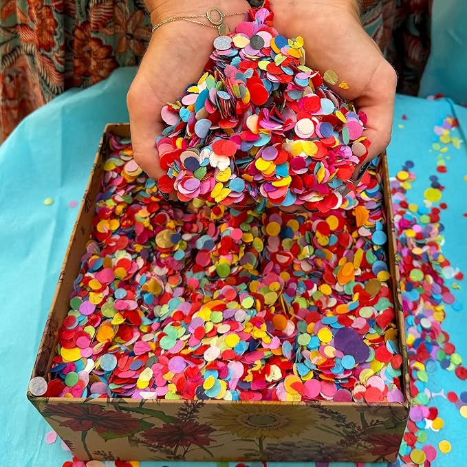 Multicolor Confetti - Mexican Colorful Party Confetti - 1.5 LBs/680 grams - Round Tissue Confetti