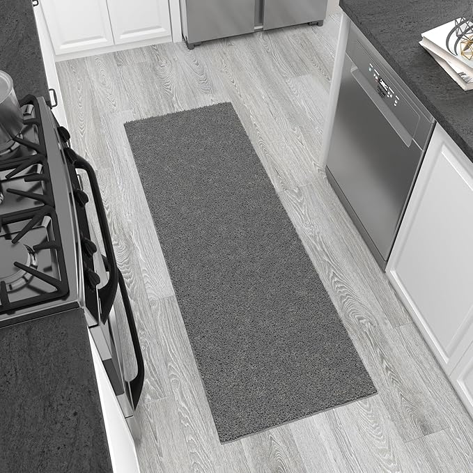 Ottomanson 2' x 3' Shaggy Area Rug - Plush & Cozy Non-Slip Carpet for Bedroom, Living Room & Nursery - Non Shedding & Durable for High-Traffic Areas, Gray