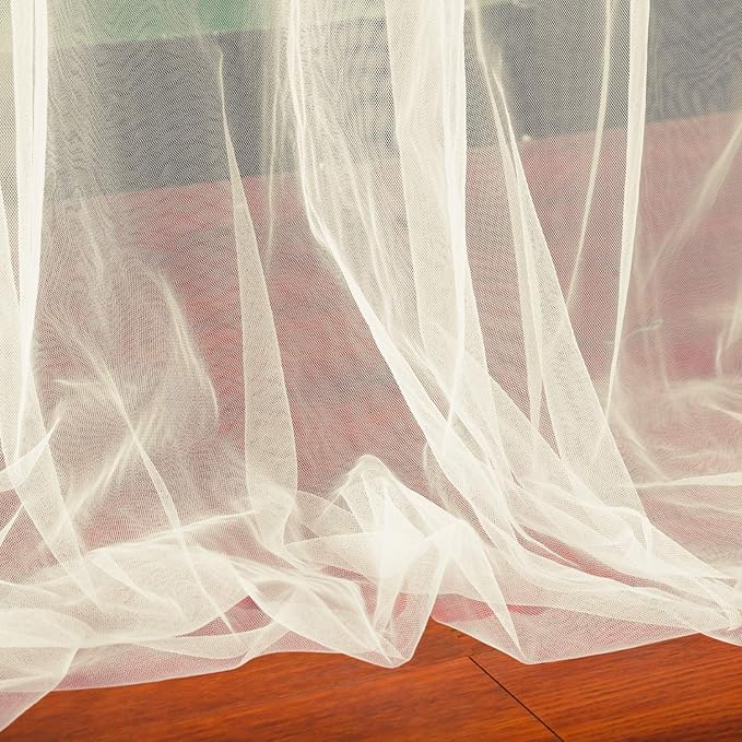Champagne Sheer Backdrop Curtains for Parties Wedding Baby Shower Birthday Tulle Backdrop Drapes for Engagement Bridal Shower Christmas Photoshoot Background Decorations 10 ft X 10 ft, 2 Panels