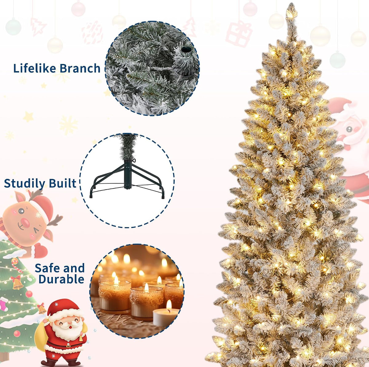 garvee 6 ft pencil christmas tree,artificial pre-lit christmas, package contents