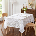 LinenZone Square White Tablecloth for Rustic Vintage Decor. Sheer Lace Table Cloth Works Great As Wedding Tablecloth or Thanksgiving Table Cover. (Mia TC 60 x 60, White)