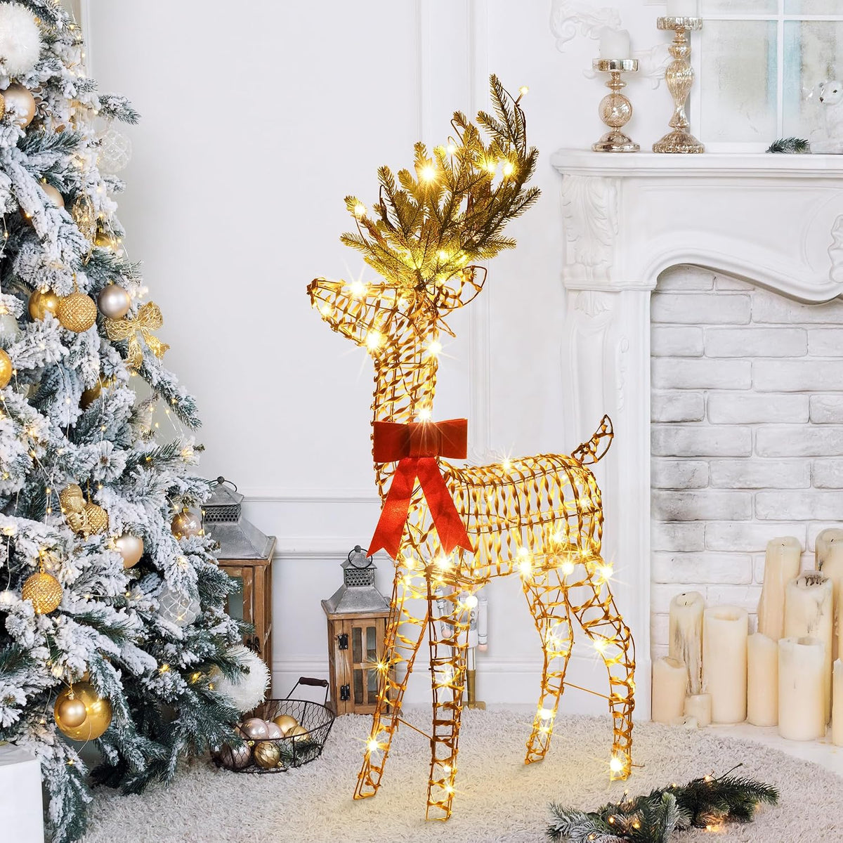 4ft christmas reindeer outdoor ，47.2" h reindeer decoration，light, package contents