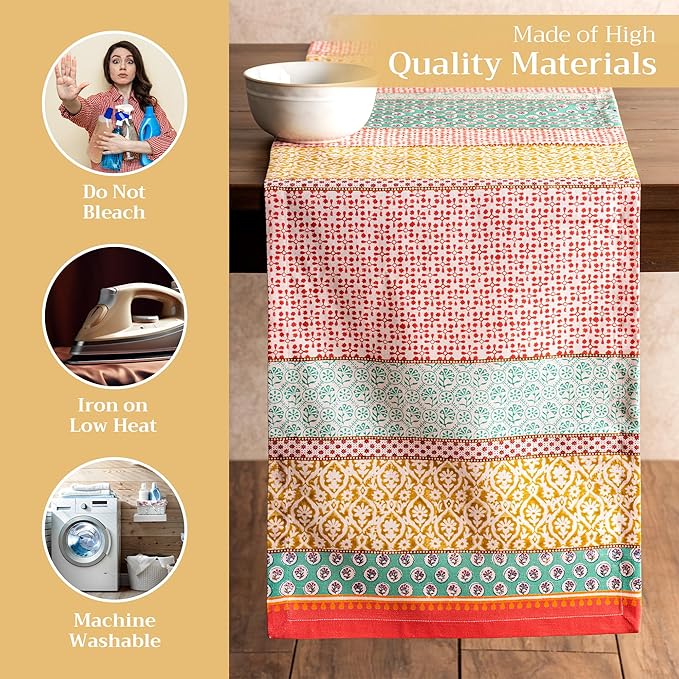 Maison d' Hermine Table runner 100% Cotton Single Layer Table Runners 108 inches long Decorative for Home Kitchen Dining Party Baby Shower Wedding Bridal Shower Spring Summer (Provence, 14.50" x 108")