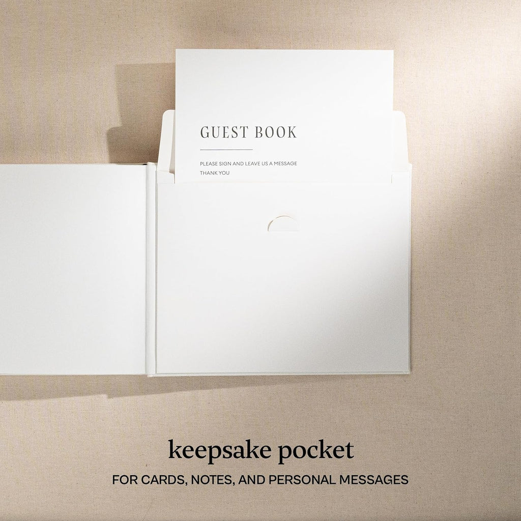 Kunitsa Co. Wedding Guest Book - Blank Sign in Book for Special Occasions, Oat Linen Cover