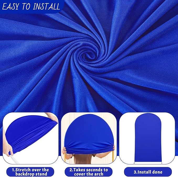 6FT Royal Blue Arch Backdrop Cover - Spandex Fitted Wedding Arch Stand Covers Round Top Chiara Arch Backdrop Cover for Birthday Party Banquet Photo Background Decoration