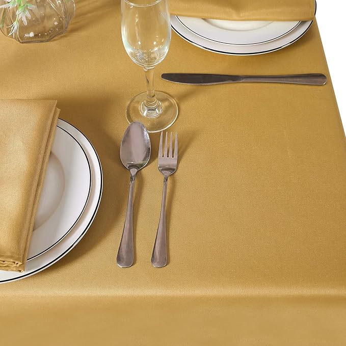 Cupuamon Square Tablecloth 70x70 inch Washable Polyester Fabric Table Cloth for Wedding Party Dining Banquet Decoration（70x70,Gold）