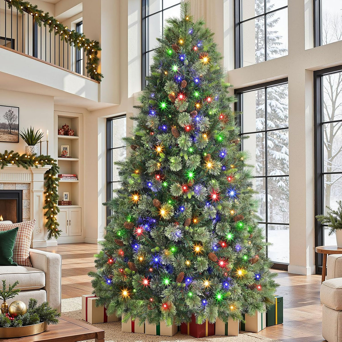 6.5ft artificial prelit pre-decorated christmas tree with remote, package contents