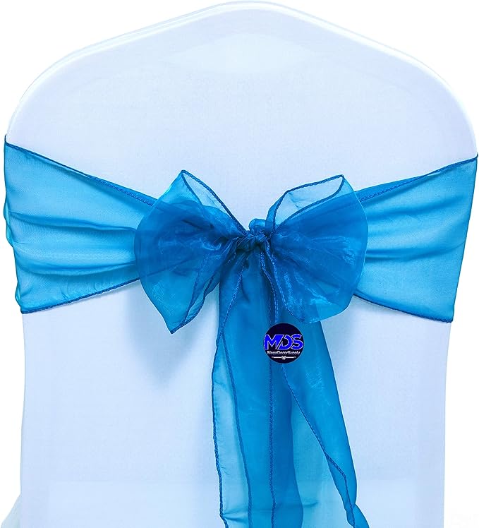 MDS Pack of 300 PCS Organza Chair Sashes Wider Dining Chair Bows Ribbon Tie Back for Wedding Party Birthday Bridal Shower Reception Event Banquet Home Chair Cover Decoration - Dark Teal
