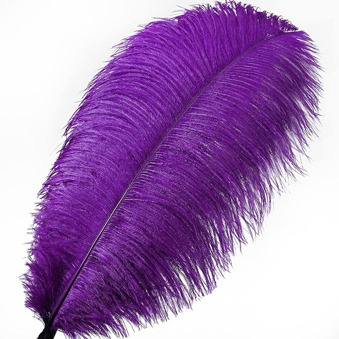 Larryhot Purple Large Ostrich Feathers - 10pcs 16-18 inch Natural Feathers for Vase and Wedding Party,Christmas Decor(Purple)