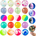 JOYIN 24 PCS Multistyle Bouncy Balls, 6 Styles 32mm Assorted Bouncy Balls Bulk with Storage Bag, Bounce Toys for Kids Party Favors Birthdays Gifts Goodie Bags Stuffers Carnival Prizes