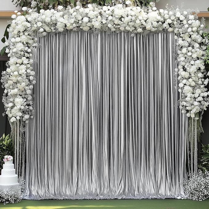 30x10 ft Wrinkle Free Black Silver Sequin Backdrop Curtain for Parties,Thick Not Fall Glitter Wedding Backdrop Drapes,6 Panels 5x10ft Shimmer Photo Back Drop Cloth for Birthday Photography Background