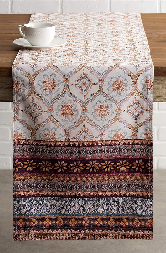 Maison d' Hermine Table Runner 100% Cotton Double Layer Table Runners 72 inches Long for Thanksgiving Christmas Decorations Home Kitchen Dining Party Wedding (Fair Isle, 14.5" x 72")