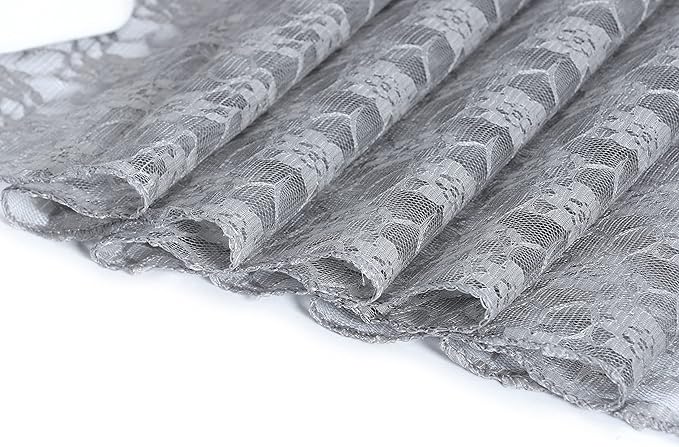 MDS Pack of 25 Wedding 12 x 108 inches Lace Table Runner for Wedding, Decorations for Birthday Parties, Banquets, Graduations, Engagements, and Runners fit Rectangle, Round Table- Silver Gray