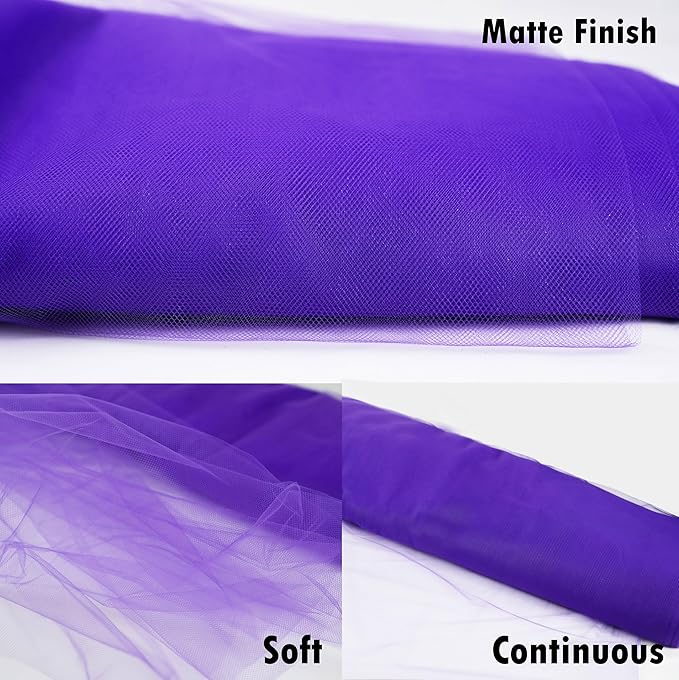 Craft And Party, Purple Fabric Tulle Roll 54 Inch by 40 Yards (120 ft) Fabric Tulle Bolt for DIY Tutu Skirt, Wedding and Decoration (Purple)