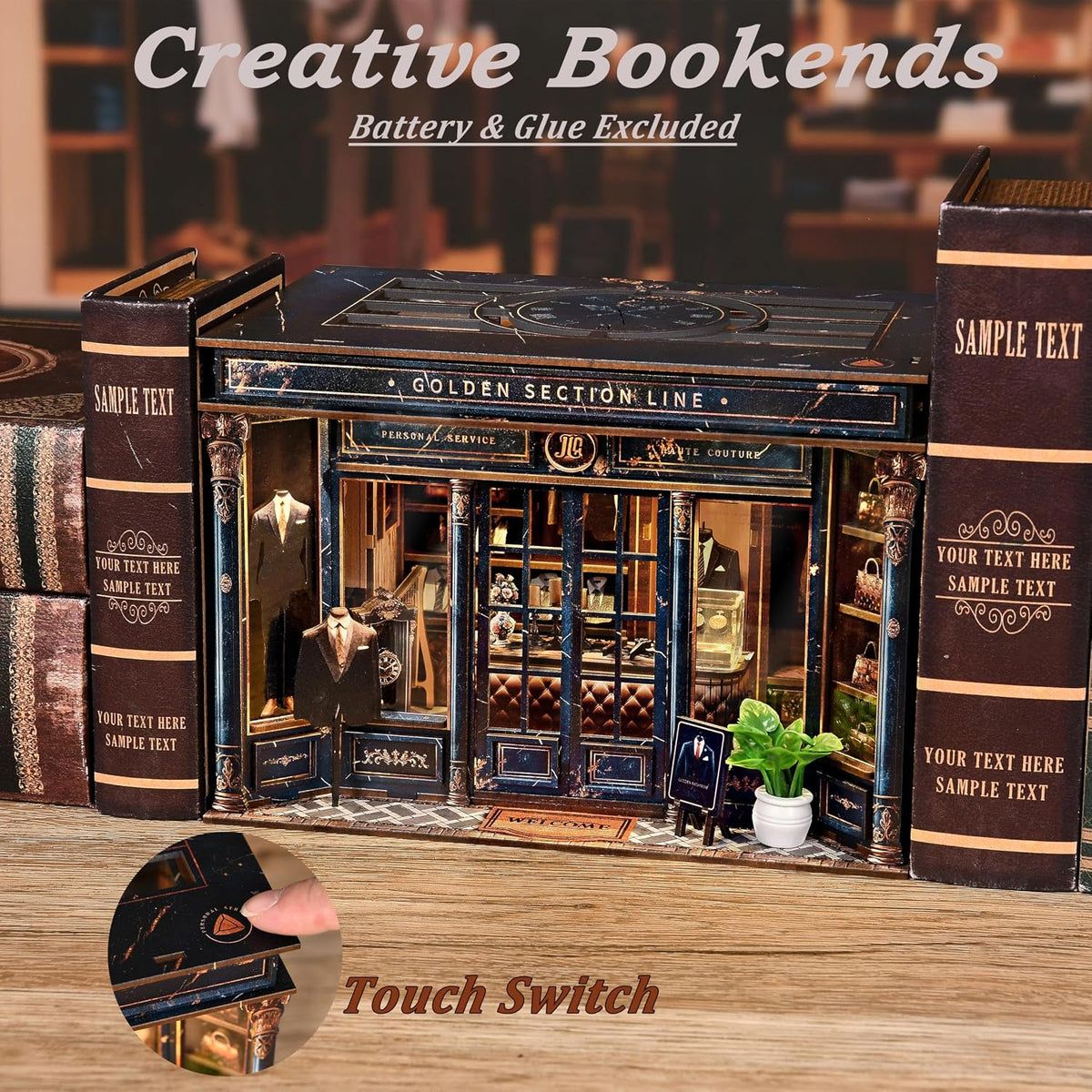 ISSEVE Book Nook Kit, Miniature Dollhouse Booknook Kit Bookshelf Decoration